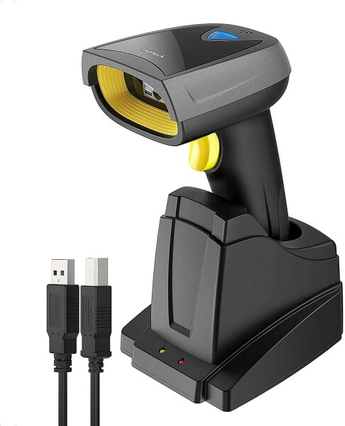 Inateck 1D/2D barcode scanner wireless with charging station for packing table+ and WMS